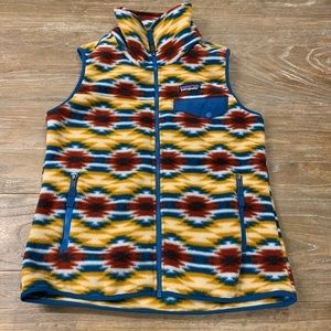Patagonia Patterned Fleece Vest in Yellow, Blue, Red